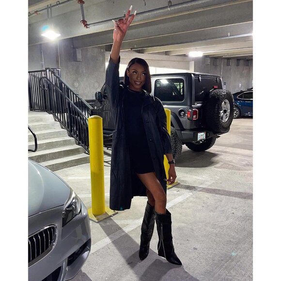 Women's Black Synthetic Knee High Fold over Wedge Heel Long Shark Pull on Boots - Picture 2 of 6